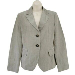 Weekend MaxMara Woman's Sz 8 Tan Flax Linen Cotton Blend Pin Stripe Blazer